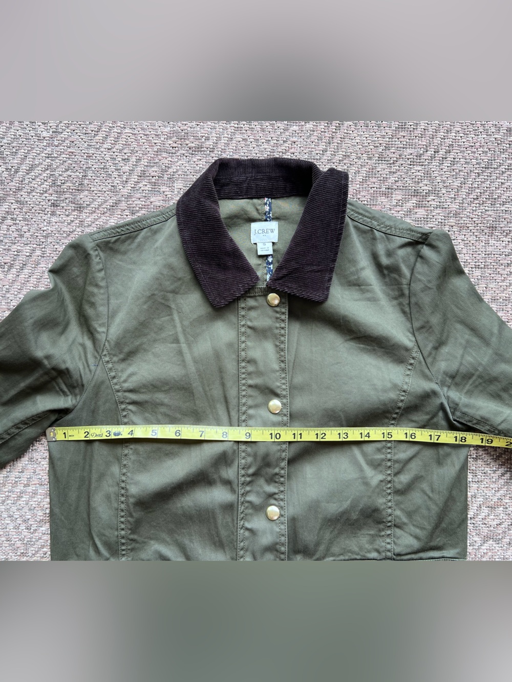 J.Crew Olive Field Jacket Corduroy Collar Utility Jacket Womens Small - Picture 2 of 7